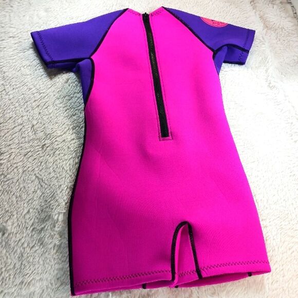 NWOT Body Glove Child Size L Short Arm Springsuit Wetsuit Pink Violet Zip Surf - Picture 7 of 9